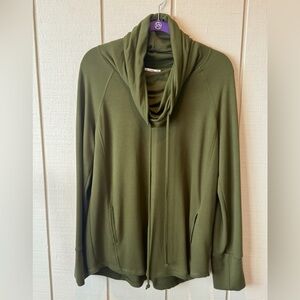 Pink Clover XL Olive Green Cowl Neck Tunic Top Long Sleeve w/ Pockets
